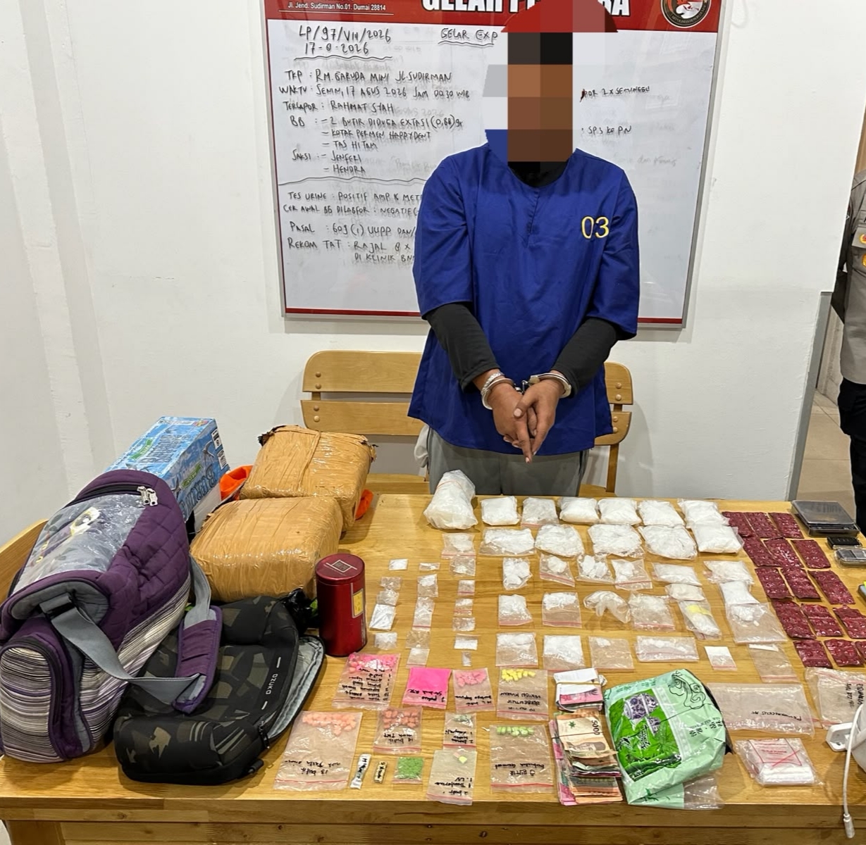 Polres Dumai Ungkap Peredaran Narkotika Skala Besar, Sita 2 Kg Sabu, Pil Ekstasi, Happy Five dan 4 Kg Ganja