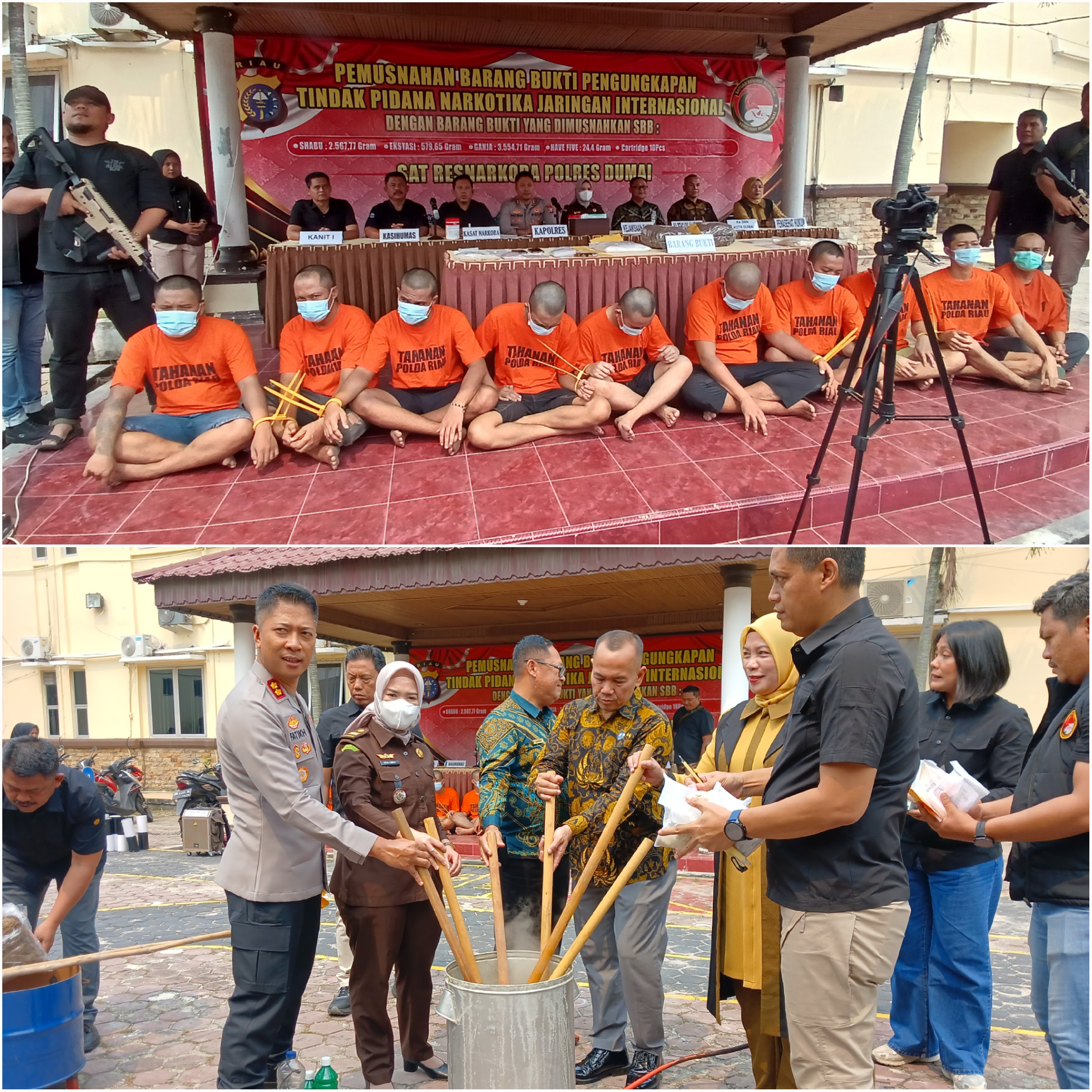 Polres Dumai Musnahkan Barang Bukti Narkotika Jaringan Internasional
