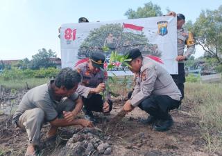 Semarak HUT ke-81 RI Polsek Dumai Kota Tanam 25 Pohon Mangrove